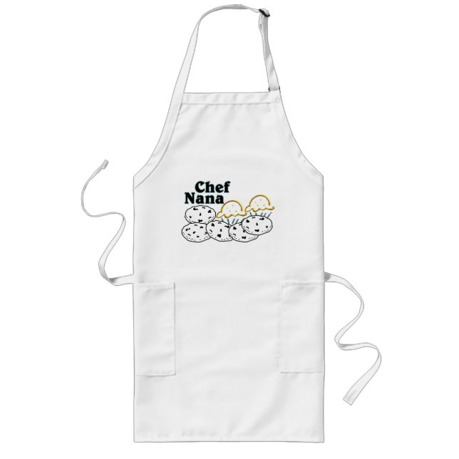 Delantal Largo Chef Nana con cocina y aleta de cocina (Frente)