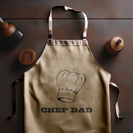 Delantal Largo "Chef Papá" Tipografía de sombrero de chef a la pa