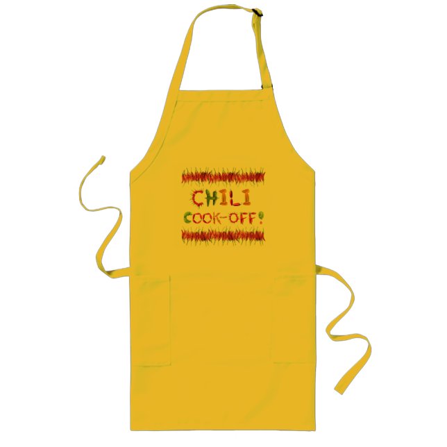Delantal Largo Chili Cook-off con pimientos rojos picantes (Frente)