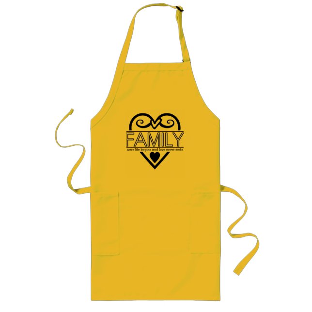 Delantal Largo Cita familiar - "Donde la vida empieza y el amor n (Frente)