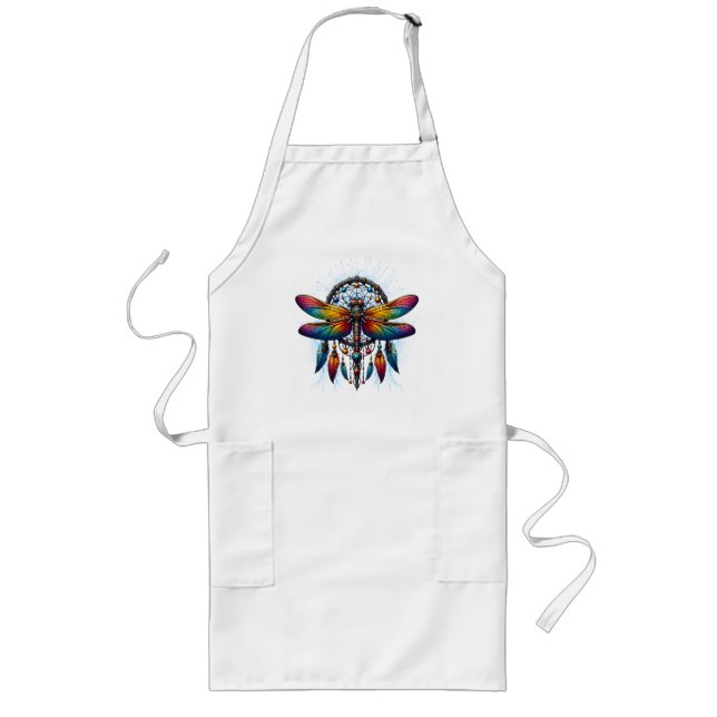 Delantal Largo Colorful Psychedelic Dragonfly Dreamcatcher Boho (Frente)