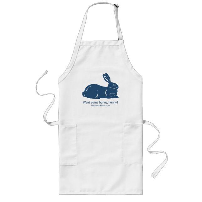 Delantal Largo Conejo Azul Apron - ¿Quieres un conejito, hunny? (Frente)