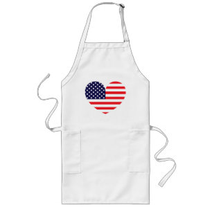 Delantal Largo Corazón de la bandera americana