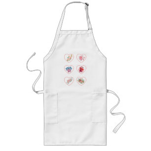 Delantal Largo Corazones Apron con flores