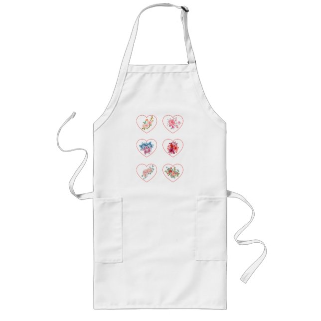 Delantal Largo Corazones Apron con flores (Frente)
