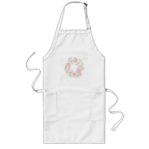Delantal Largo Corona floral pastel elegante en rosa diseño botán