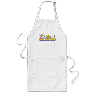 Delantal Largo Corona gay arcoiris con bandera y mariposas