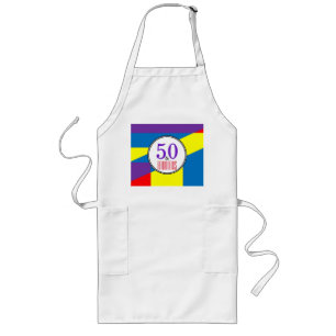 Delantal Largo Cumpleaños 50 Cocina Color Bloque Estilo