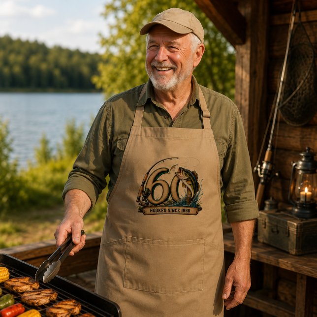 Delantal Largo Cumpleaños 60 pescando enganchado desde 1966 (Subido por el creador)