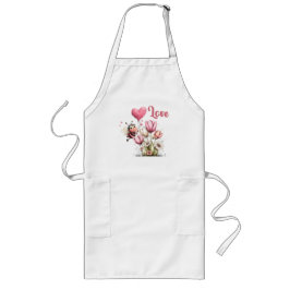 Delantal Largo Cute Bee Love Heart Balloon Spring Flowers