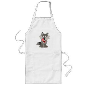 Delantal Largo Cute Silly Personalizado Wolf