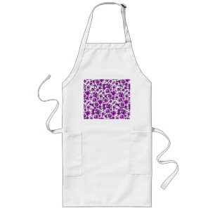 Delantal Largo Cute white violet roses patterns