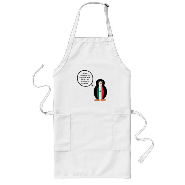 Delantal largo de la Señora Pingüino con la bander (Frente)