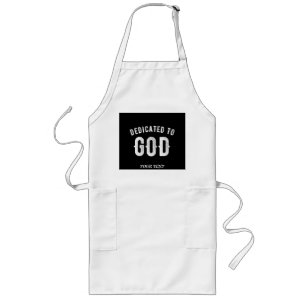 DELANTAL LARGO DEDICADO A DIOS PERSONALIZABLE GUAY TEXTO BLANCO