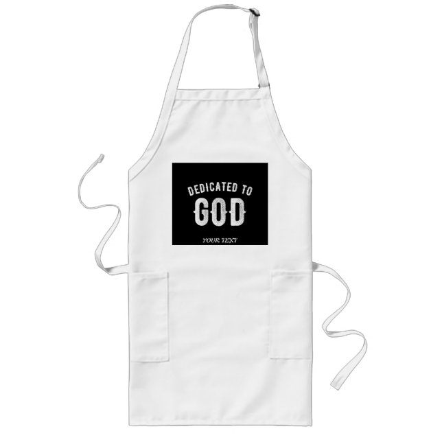 DELANTAL LARGO DEDICADO A DIOS PERSONALIZABLE GUAY TEXTO BLANCO (Frente)