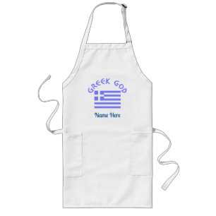Delantal Largo Dios Griego Bandera de Grecia Personalizada 