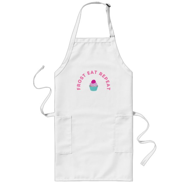 Delantal Largo Diseño de Cupcake Frost Eat Repeat (Frente)