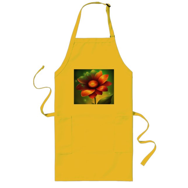 Delantal Largo Diseño de flores Apron (Frente)