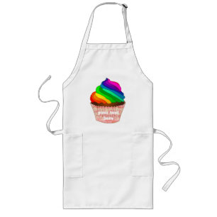 Delantal Largo Diseño de Orgullo de Cupcake de Arcoíris Personali
