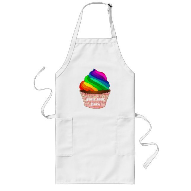 Delantal Largo Diseño de Orgullo de Cupcake de Arcoíris Personali (Frente)