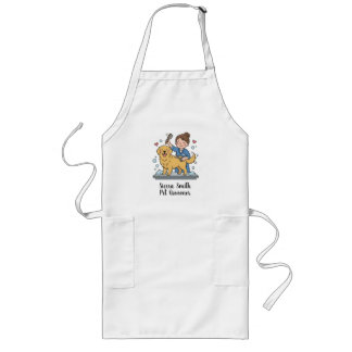 Delantal Largo Dog Groomer Uniform Yellow Golden Retriever Design