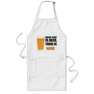 Delantal Largo Donde hay cerveza, hay nombre BBQ Apron