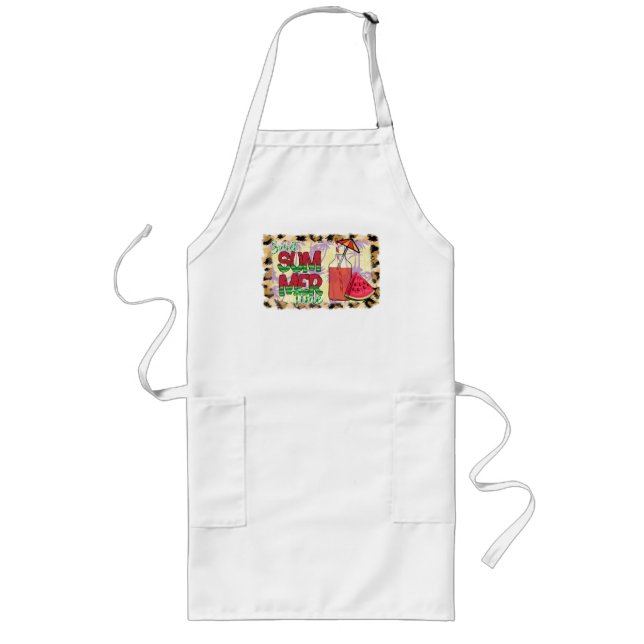 Delantal Largo Dulce hora de verano | sandía, playa y leopardo (Frente)