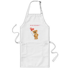 Delantal Largo El día de San Valentín Cute Watercolor Teddy Apron