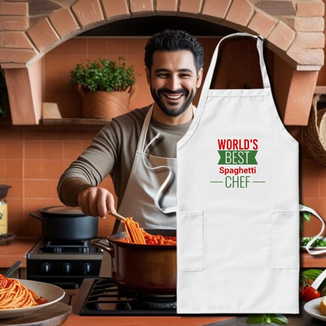 Delantal Largo El mejor    chef espagueti    del mundo: verde roj (Subido por el creador)