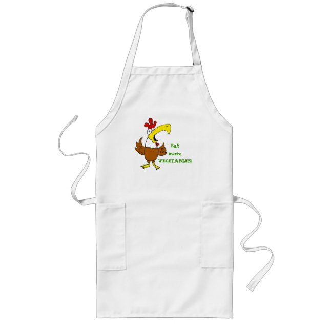 Delantal Largo El pollo funky come más verduras (Frente)