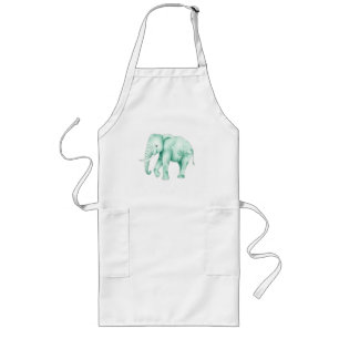 Delantal Largo Elefante de menta con hojas de selva