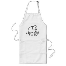 Delantal Largo Elefante estilizado con el monograma blanco y