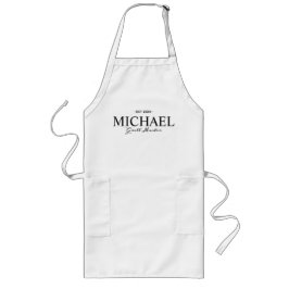 Delantal Largo Elegante Grill Master Custom Name Black Typography