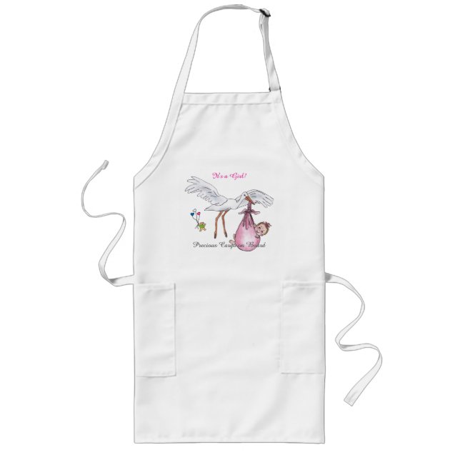Delantal Largo '¡Es un Chica!' Apron para mamá (Frente)