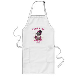 Delantal Largo Escuela personalizada Zombie Coffee Cansado Moms C