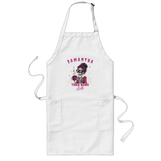 Delantal Largo Escuela personalizada Zombie Coffee Cansado Moms C (Frente)
