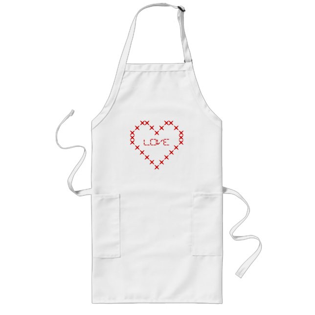 Delantal Largo Espectro de corazón de amor con costura personaliz (Frente)