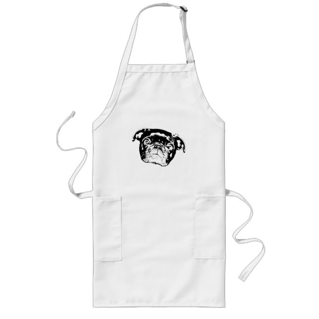 Delantal Largo Espíritu de cocina Pug adorable (Frente)