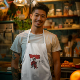 Delantal Largo Esqueleto de la Bandera Roja Caminando | Edgy Humo
