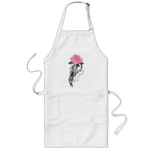 Delantal Largo Esqueleto De Mano De gótico Con Rosa Rosa Rosa Ros