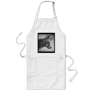 DELANTAL LARGO ESTILO DE PINTURA FOX NEGRO Y BLANCO
