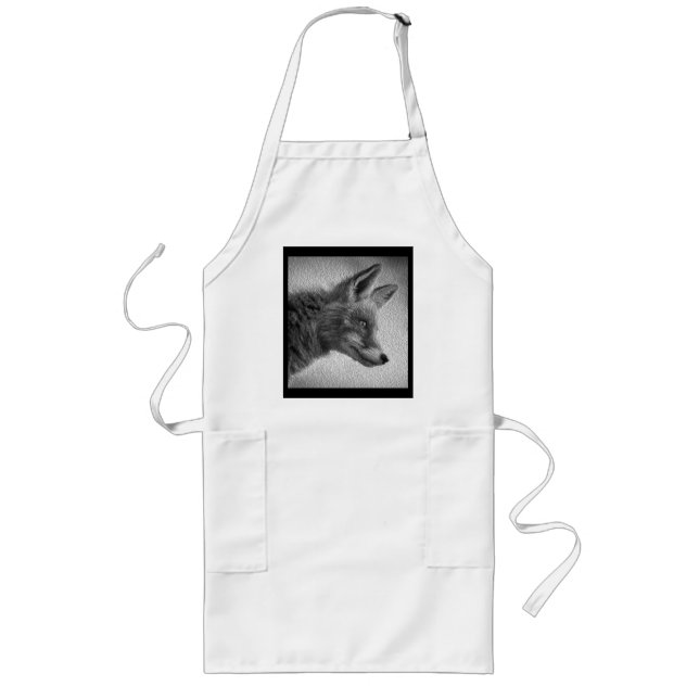 DELANTAL LARGO ESTILO DE PINTURA FOX NEGRO Y BLANCO (Frente)