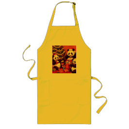 Delantal Largo Familia De Pandas Abriendo Regalos De Navidad