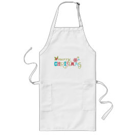 Delantal Largo Feliz Navidad colorida
