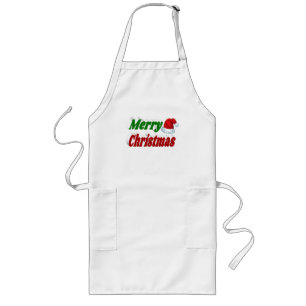 Delantal Largo Feliz Navidad Santa Hat rojo tipografía verde