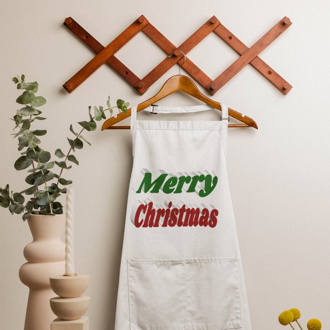Delantal Largo Feliz Navidad tipografía roja y verde (Subido por el creador)