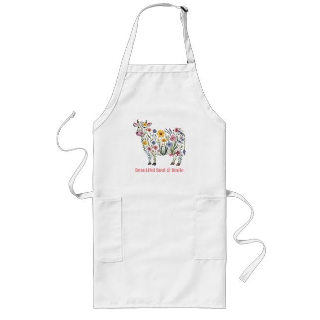 Delantal Largo Flores acuáticas silvestres en forma de vaca pura (Frente)