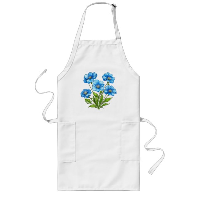Delantal Largo Flores Azules Pequeñas (Frente)