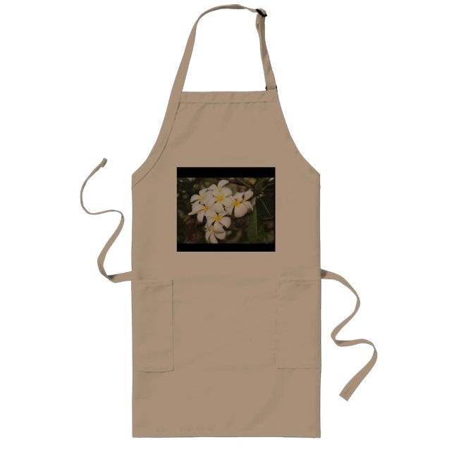 Delantal Largo Flores blancas, Plumeria, en Apron (Frente)