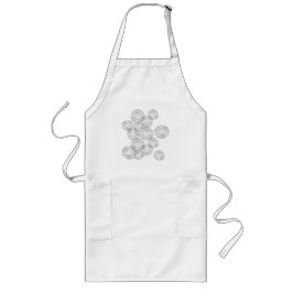 Delantal Largo Flores de primavera abstractas en blanco y negro